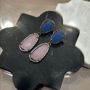 Anthropologie Blue and Pink Dangle Earrings